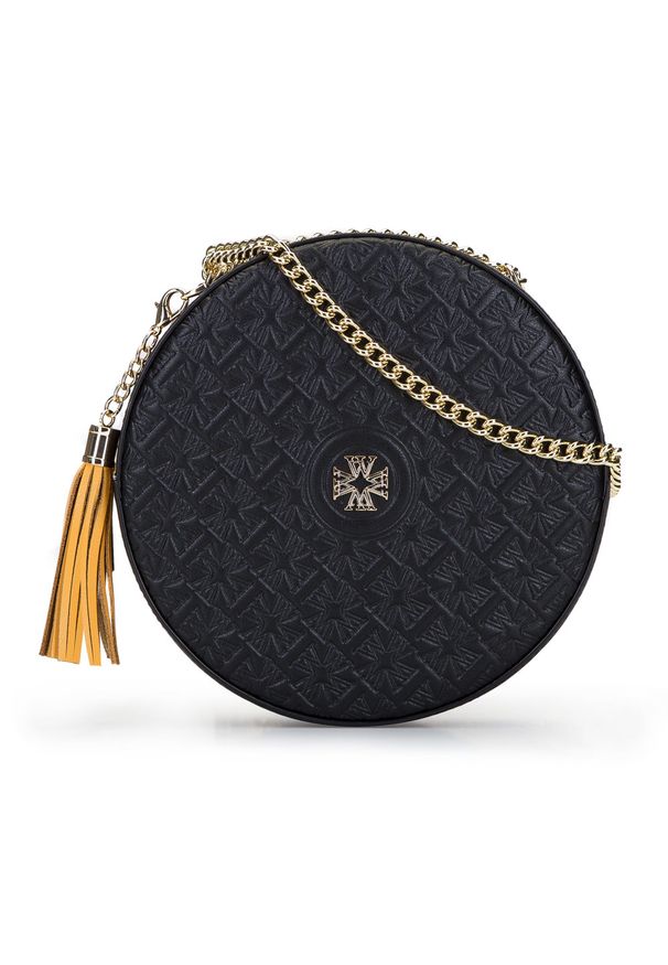 Wittchen - Torebka crossbody ze skóry okrągła – limitowana edycja. Kolor: czarny. Wzór: haft. Sezon: lato. Dodatki: z haftem. Materiał: skórzane. Styl: klasyczny, elegancki, casual. Rodzaj torebki: na ramię