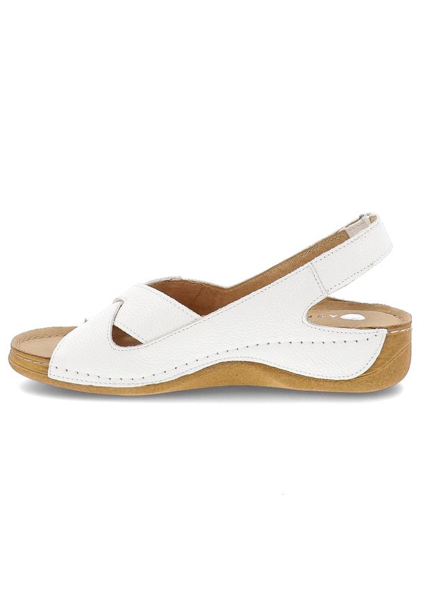 Białe Sandały Armodo Modne Obuwie Damskie. Okazja: na co dzień. Zapięcie: pasek. Kolor: biały. Materiał: skóra. Sezon: lato. Styl: casual, klasyczny, elegancki