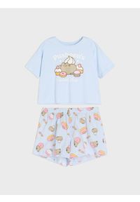 Sinsay - Bawełniana piżama dwuczęściowa z nadrukiem Pusheen the Cat - błękitny. Kolor: niebieski. Materiał: bawełna. Wzór: nadruk #1