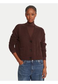 Weekend Max Mara Kardigan Filmato 2525346062 Brązowy Regular Fit. Kolor: brązowy. Materiał: wełna