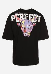 Born2be - Czarna Bawełniana Koszulka T-shirt z Krótkim Rękawem Ozdobiony Nadrukami Citara. Kolor: czarny. Materiał: bawełna. Długość rękawa: krótki rękaw. Długość: krótkie. Wzór: aplikacja, nadruk. Styl: klasyczny