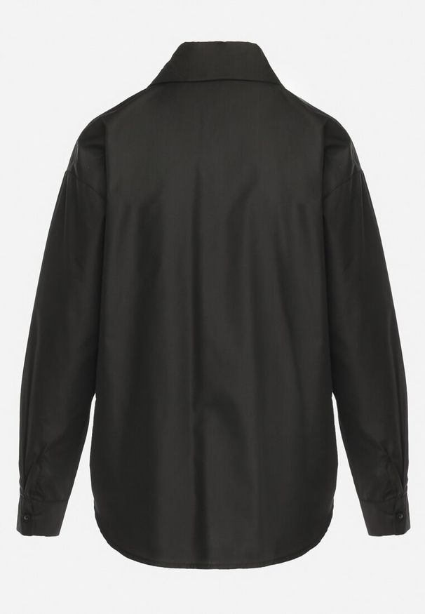 Born2be - Czarna Koszula Ozdobiona Falbankami Kwiatami i Perłami Miralith. Typ kołnierza: kołnierz z falbankami. Kolor: czarny. Wzór: aplikacja, kwiaty