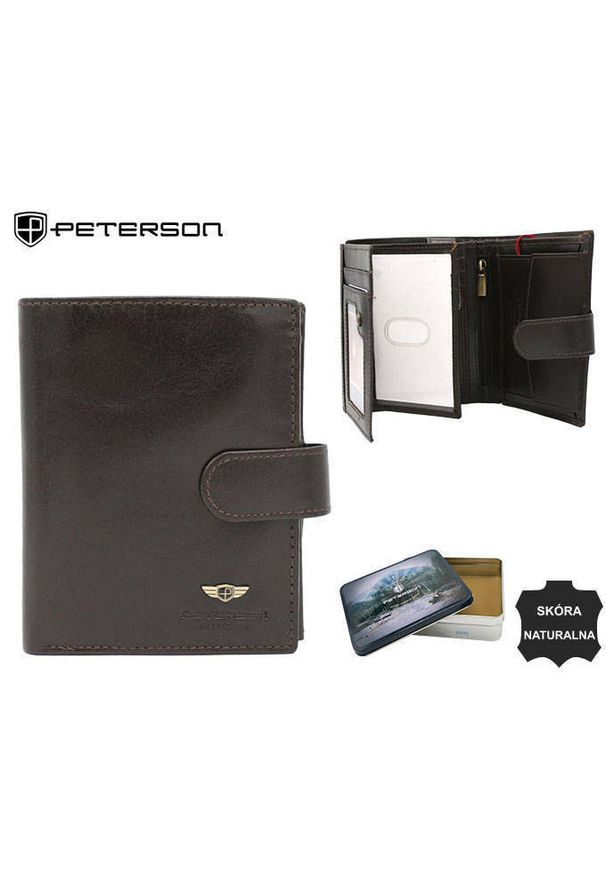 Peterson - Portfel męski PETERSON PTN 22309L-VT c. brązowy. Kolor: brązowy. Materiał: skóra