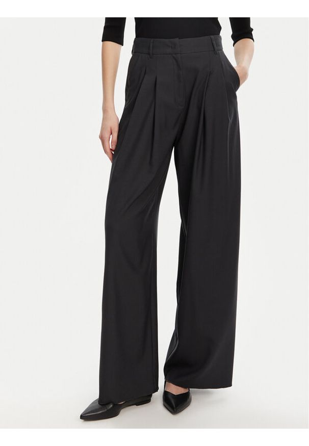 Marella Spodnie palazzo Ulzio 2523136095 Szary Wide Leg. Kolor: szary. Materiał: wełna