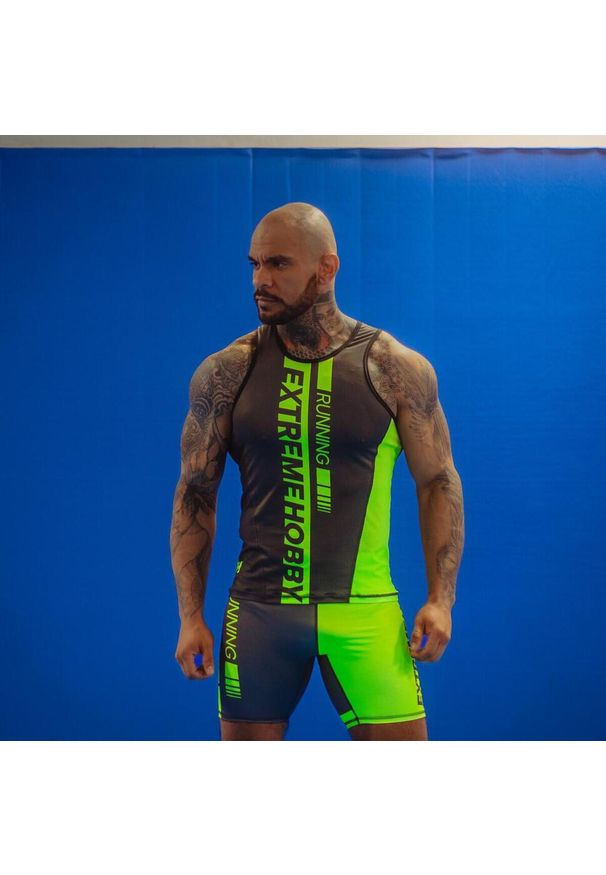 Koszulka do biegania męska bez rękawów EXTREME HOBBY DRAFT. Kolor: zielony. Materiał: poliester, elastan. Długość rękawa: bez rękawów. Sport: bieganie