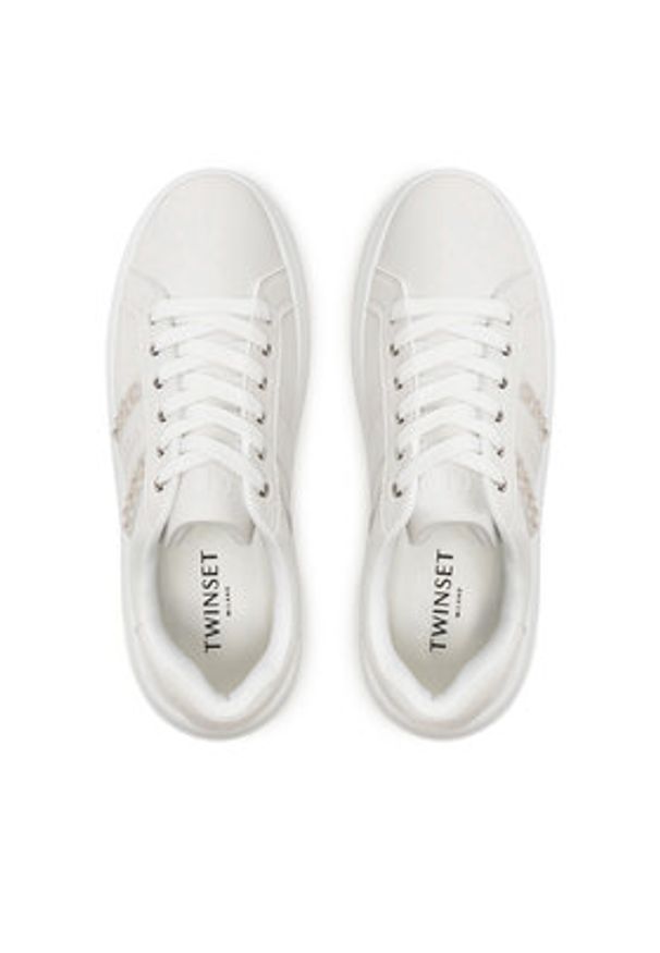 TwinSet - TWINSET Sneakersy 242TCP01G Biały. Kolor: biały. Materiał: skóra