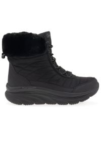 skechers - Buty Skechers D'Lux Walker Winter Solstice 167388BBK - czarne. Okazja: na spacer. Zapięcie: sznurówki. Kolor: czarny. Materiał: materiał, guma, futro. Szerokość cholewki: normalna. Sezon: zima, jesień. Model: Skechers Sport. Sport: turystyka piesza