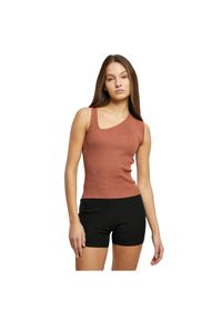 Damski asymetryczny dzianinowy tank top Urban Classics Rib. Okazja: na co dzień. Kolor: czerwony, wielokolorowy, pomarańczowy. Materiał: dzianina. Styl: casual #1