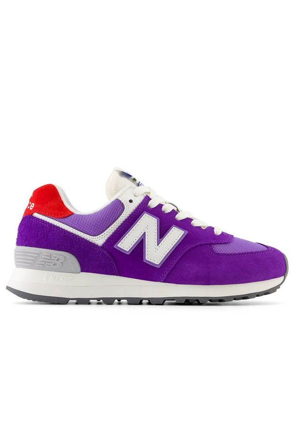 Buty New Balance WL574YE2 - fioletowe. Kolor: fioletowy. Materiał: guma, skóra, zamsz, materiał, syntetyk. Szerokość cholewki: normalna. Model: New Balance 574