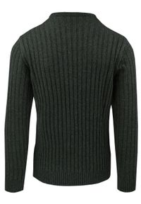Męski Sweter, Okrągły Dekolt - M. Lasota - Oliwkowy. Kolor: oliwkowy. Materiał: akryl, bawełna. Wzór: ze splotem. Sezon: zima, jesień
