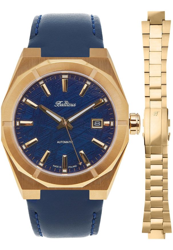 BALTICUS - Zegarek męski Balticus BLT-BALSDBMGD-P niebieski. Kolor: niebieski