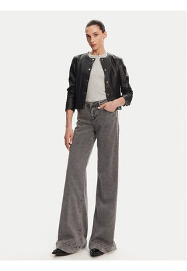 Serge Pariente Kurtka skórzana Marion Czarny Slim Fit. Kolor: czarny. Materiał: skóra