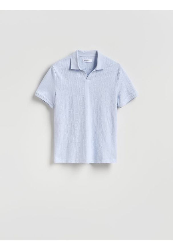 Reserved - Bawełniana koszulka polo - jasnoniebieski. Typ kołnierza: polo. Kolor: niebieski. Materiał: bawełna
