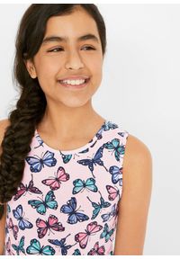 bonprix - Sukienka dziewczęca z nadrukiem w motyle. Kolor: różowy. Materiał: materiał. Wzór: nadruk. Sezon: lato #2