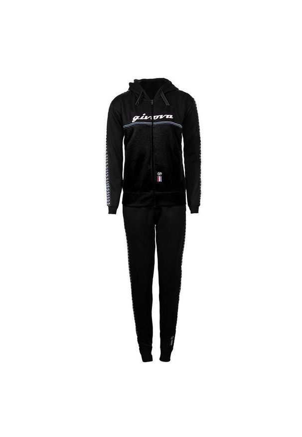 Givova Tuta Donna 101 – dres damski z kapturem, polar, XS. Kolor: szary, fioletowy, wielokolorowy. Materiał: polar, dresówka