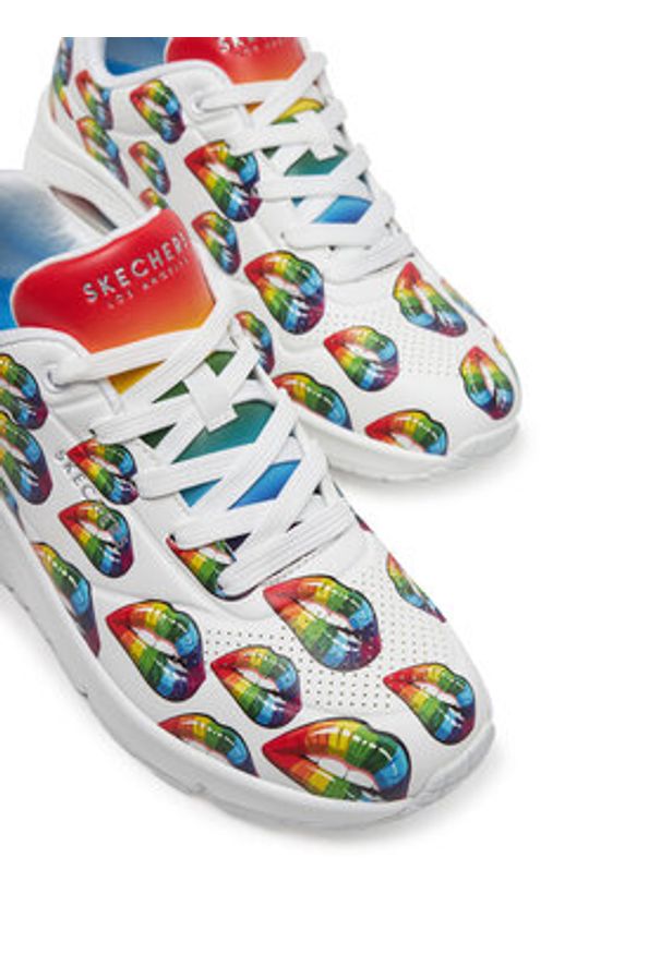 skechers - Skechers Sneakersy 177084/WMLT Biały. Kolor: biały. Materiał: skóra
