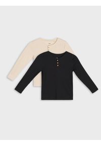 Sinsay - Koszulki z długimi rękawami z prążkowanej dzianiny 2 pack - beżowy. Kolor: beżowy. Materiał: dzianina, prążkowany. Długość rękawa: długi rękaw. Długość: długie #1
