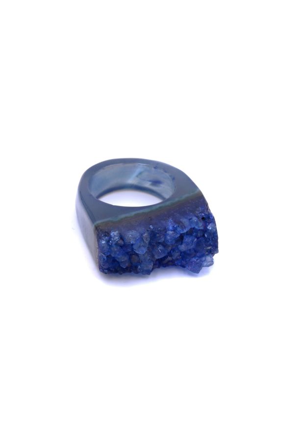 Brazi Druse Jewelry - Pierścionek Agat Druza Kobalt rozmiar 18. Kamień szlachetny: agat