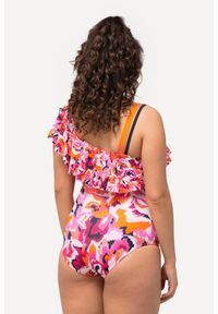 ULLA POPKEN - Damski Strój kąpielowy haftowane kwiaty miękkie miseczki falbana. Kolekcja: plus size. Kolor: beżowy. Materiał: elastan, poliamid, materiał. Wzór: haft, kwiaty