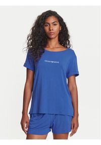 Emporio Armani T-Shirt EW000780 AF12192 UA012 Niebieski Regular Fit. Kolor: niebieski. Materiał: wiskoza