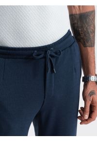 Ombre Clothing - Spodnie męskie dzianinowe z gumką w pasie - granatowe V1 OM-PACP-0121 - L. Kolor: niebieski. Materiał: dzianina #5