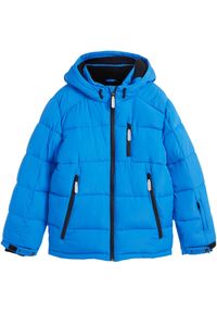 bonprix - Zimowa kurtka pikowana z kapturem, na ciepłej podszewce. Typ kołnierza: kaptur. Kolor: niebieski. Sezon: zima #1