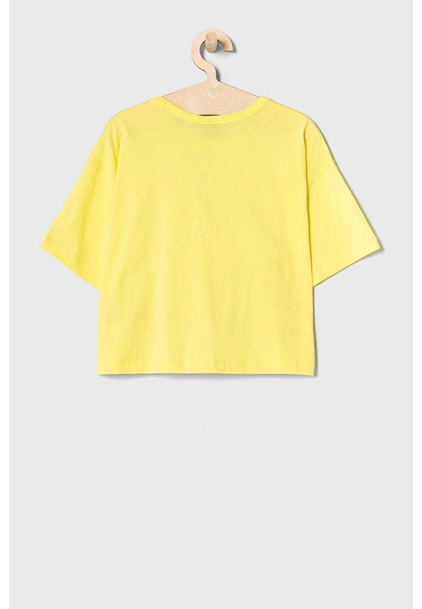 Champion T-shirt dziecięcy kolor żółty. Kolor: żółty. Materiał: dzianina. Wzór: nadruk