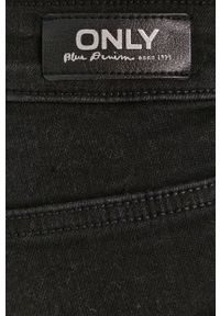 only - Only Szorty jeansowe damskie kolor czarny gładkie medium waist. Kolor: czarny. Materiał: jeans. Wzór: gładki