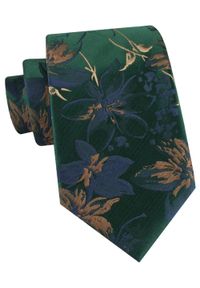 Męski Krawat - Zielony w Duże Kwiaty - Alties. Kolor: zielony. Materiał: tkanina. Wzór: kwiaty. Styl: elegancki, wizytowy #1