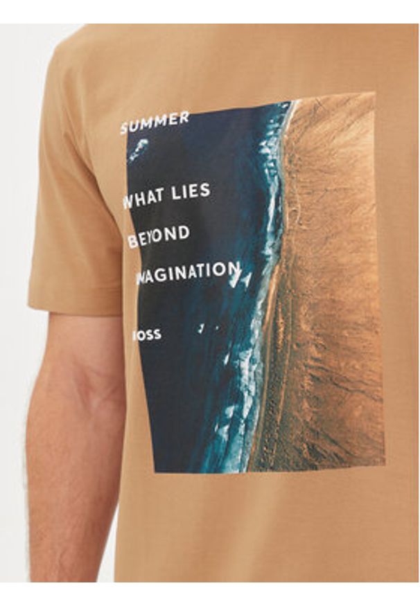 BOSS - Boss T-Shirt Tiburt 388 50512132 Beżowy Regular Fit. Kolor: beżowy. Materiał: bawełna