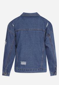 Born2be - Granatowa Jeansowa Kurtka z Bawełny z Dziurami i Przetarciami Sunima. Kolor: niebieski. Materiał: bawełna, jeans #7