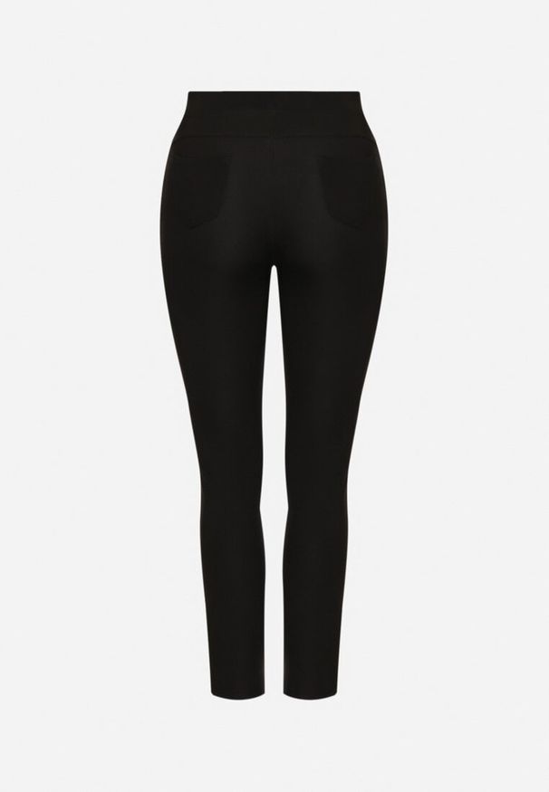 Born2be - Czarne Spodnie z Gumką w Pasie z Cyrkoniami Slim Ellivna. Okazja: na co dzień. Kolekcja: plus size. Kolor: czarny. Styl: klasyczny, elegancki, casual