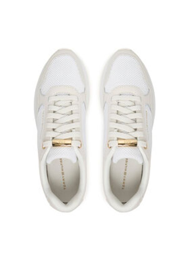 TOMMY HILFIGER - Tommy Hilfiger Sneakersy Th Chic Eva Runner Mesh FW0FW09465 Beżowy. Kolor: beżowy. Materiał: zamsz, skóra
