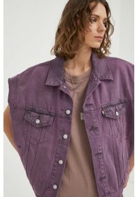 Levi's® - Levi's bezrękawnik jeansowy kolor fioletowy przejściowy. Okazja: na spotkanie biznesowe. Kolor: fioletowy. Materiał: jeans. Długość rękawa: bez rękawów. Styl: biznesowy #5