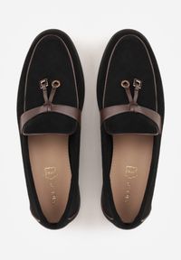 Renee - Czarne Mokasyny VICES z Imitacji Zamszu z Wkładką ze Skóry Naturalnej Dispova. Okazja: na co dzień. Kolor: czarny. Materiał: zamsz, skóra. Styl: casual, elegancki #7