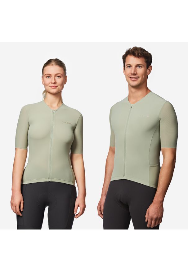 VAN RYSEL - Koszulka rowerowa szosowa Van Rysel EDR Ultra unisex. Kolor: zielony. Materiał: mesh. Sport: kolarstwo