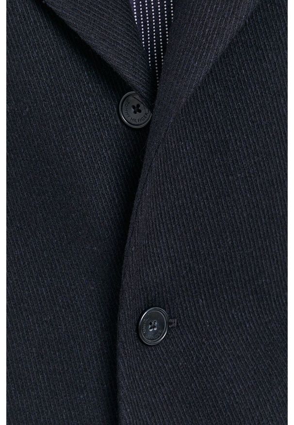 TOMMY HILFIGER - Tommy Hilfiger Płaszcz męski kolor czarny przejściowy. Okazja: na co dzień. Kolor: czarny. Materiał: tkanina. Wzór: gładki. Styl: casual, klasyczny