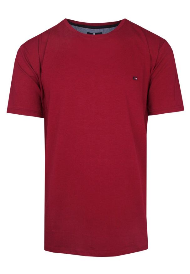 Red Way - T-Shirt Czerwona Jednokolorowa, Męski, Koszulka, Krótki Rękaw, U-neck. Okazja: na co dzień. Kolor: czerwony. Materiał: bawełna, elastan. Długość rękawa: krótki rękaw. Długość: krótkie. Sezon: wiosna, lato. Styl: casual