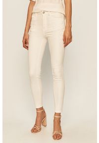 Vila - Jeansy Sansi. Kolor: biały. Materiał: jeans. Wzór: haft #1