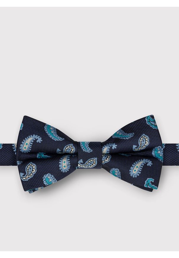 Pako Lorente - PAKO LORENTE – Granatowa mucha męska we wzór paisley. Kolor: niebieski. Materiał: poliester. Wzór: paisley. Styl: elegancki