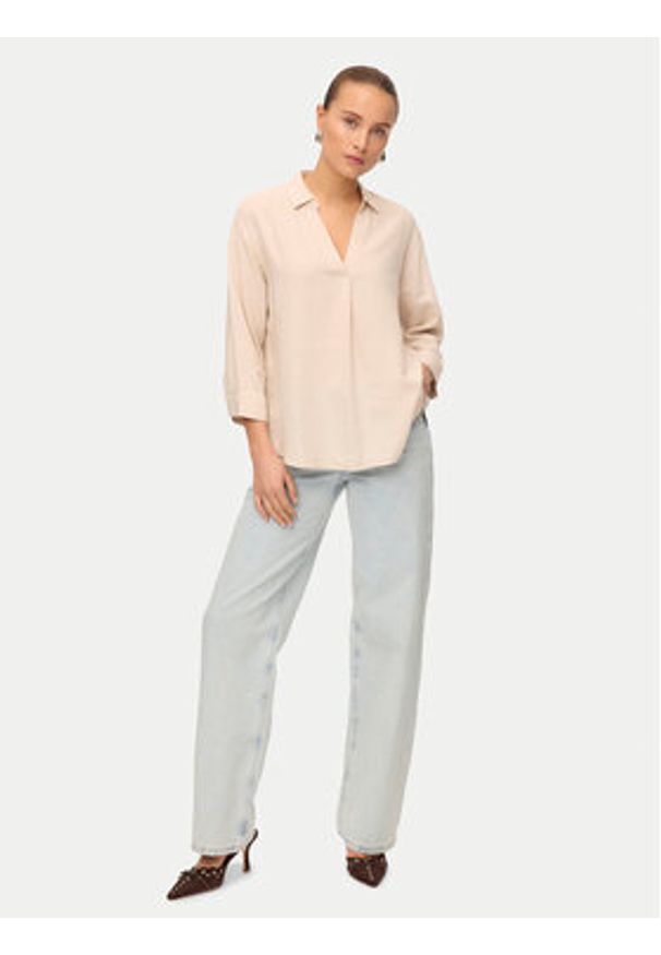 Vero Moda Bluzka Linn 10310759 Beżowy Loose Fit. Kolor: beżowy. Materiał: len