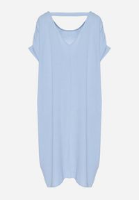 Born2be - Niebieska Mini Sukienka z Krótkim Rękawem o Fasonie Nietoperza Kharson. Kolor: niebieski. Długość rękawa: krótki rękaw. Styl: boho. Długość: mini #6