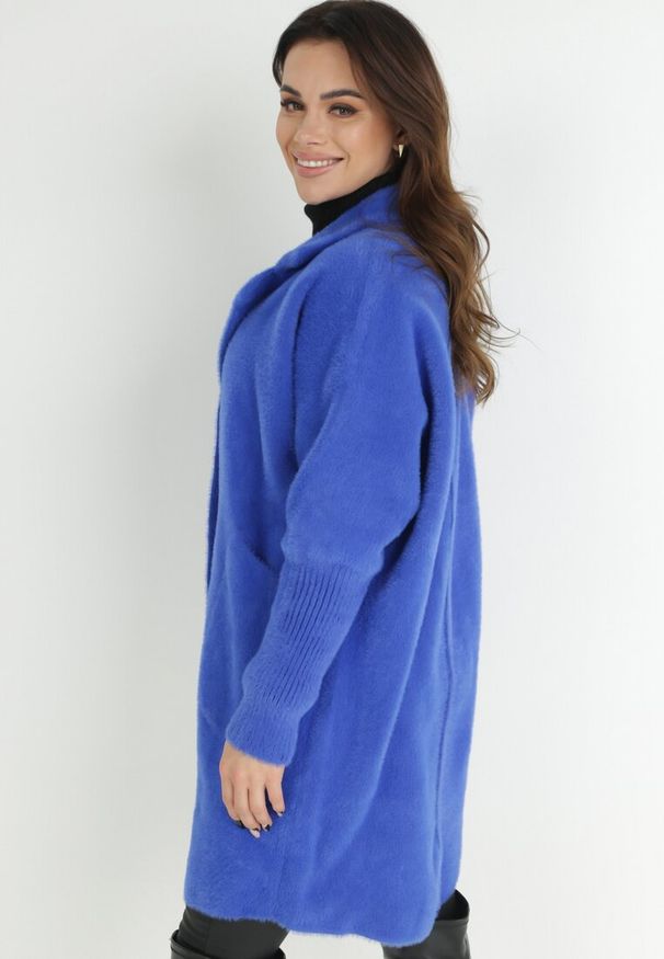 Born2be - Granatowy Płaszcz z Bawełną Oversize Klepheia. Okazja: na co dzień. Kolor: niebieski. Materiał: bawełna. Wzór: jednolity. Styl: casual