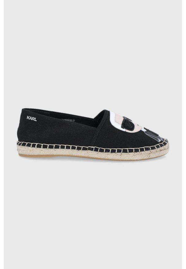 Karl Lagerfeld - Espadryle Karl Ikonic Slip On. Nosek buta: okrągły. Zapięcie: bez zapięcia. Kolor: czarny. Materiał: skóra, guma