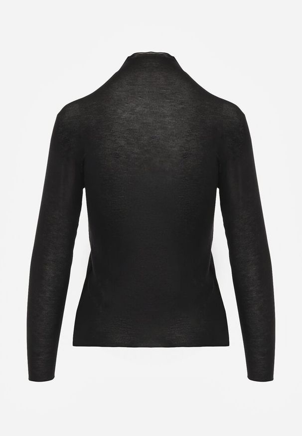 Renee - Czarna Wiskozowa Bluzka Longsleeve Golf z Kaszmirem Vidara. Typ kołnierza: golf. Kolor: czarny. Materiał: wiskoza, kaszmir. Długość rękawa: długi rękaw