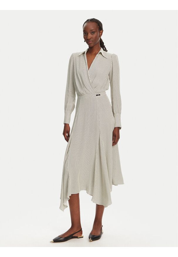 Elisabetta Franchi Sukienka koszulowa AB86552E2 E84 Écru Regular Fit. Materiał: wiskoza. Typ sukienki: koszulowe