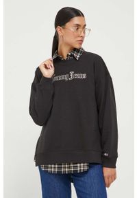 Tommy Jeans bluza damska kolor czarny z nadrukiem. Kolor: czarny. Materiał: bawełna, dzianina. Wzór: nadruk. Styl: klasyczny #5