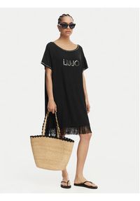 Liu Jo Beachwear Sukienka codzienna VA6031 JS360 Czarny Regular Fit. Okazja: na co dzień. Kolor: czarny. Materiał: wiskoza. Typ sukienki: proste. Styl: casual #3