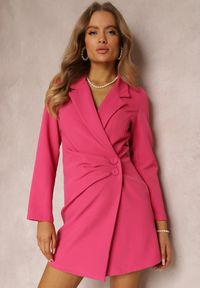 Renee - Ciemnoróżowa Sukienka Semiche. Kolor: różowy. Materiał: lakier. Typ sukienki: proste, kopertowe. Styl: elegancki, wizytowy. Długość: mini