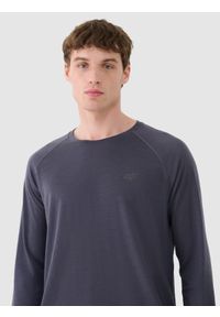 4f - 4F Lonsgleeve trekkingowy z wełną Merino męski - szary XXL. Kolor: szary. Materiał: wełna. Długość rękawa: długi rękaw. Długość: długie. Wzór: gładki, ze splotem. Styl: klasyczny, sportowy